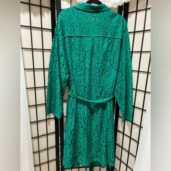 Torrid GREEN Lace TRENCH COAT, WITH TIE BELT, WOMEN PLUS SIZE 5X (28) - Picture 7 of 10
